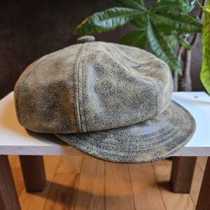 Distressed Leather Paper Boy Hat
